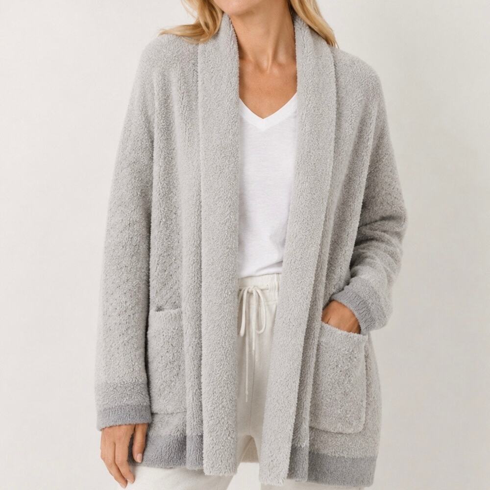 BAREFOOT DREAMS | CozyChic Confetti Shawl Cardigan Malibu Mist Doce Gray | 1X